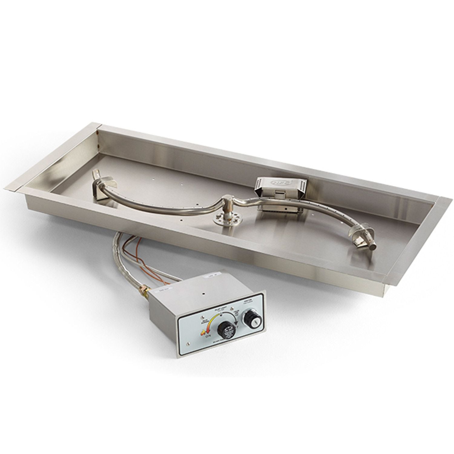 HPC Fire FPPK Push Button Flame Sensing Gas Fire Pit Kit with Rectangular Bowl Pan