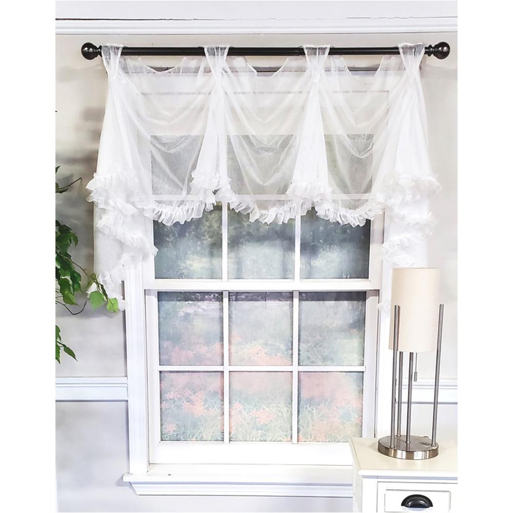 RLF Home Luxurious Modern Design Classic Sheers Victory Swag 3-Scoop Window Valance 50 x 25