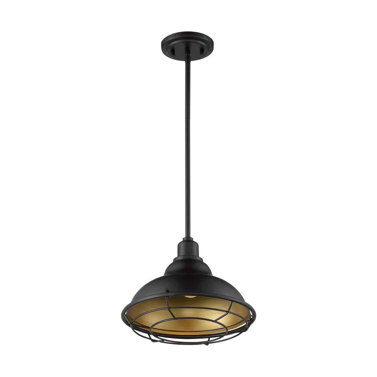 60-7014 NEWBRIDGE 1LT LARGE PENDANT - Dark Bronze and Gold Finish