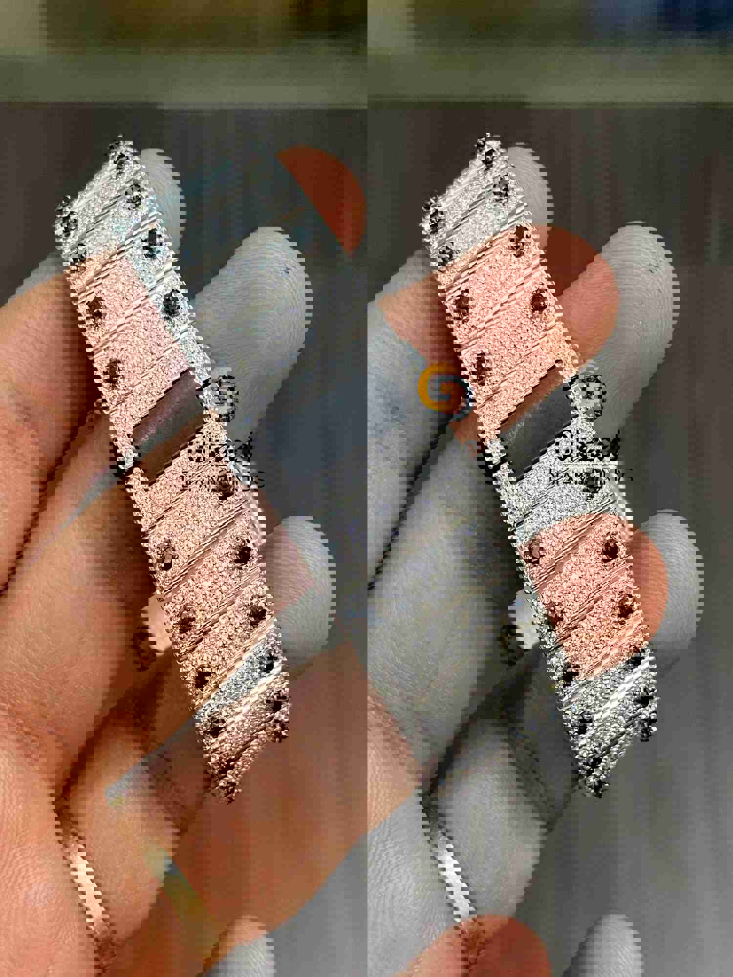 Latest Black & White Moissanite Diamond Studded Arabic Numeral Iced Watch