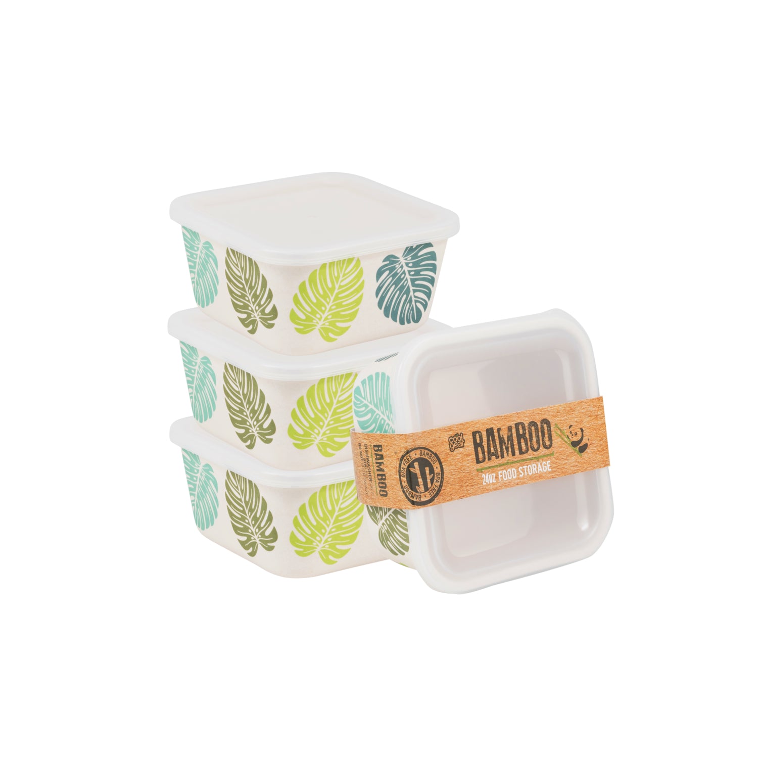 COOL GEAR 4-Pack Bamboo Reusable Containers | BPA-Free & Eco-Friendly Food Storage