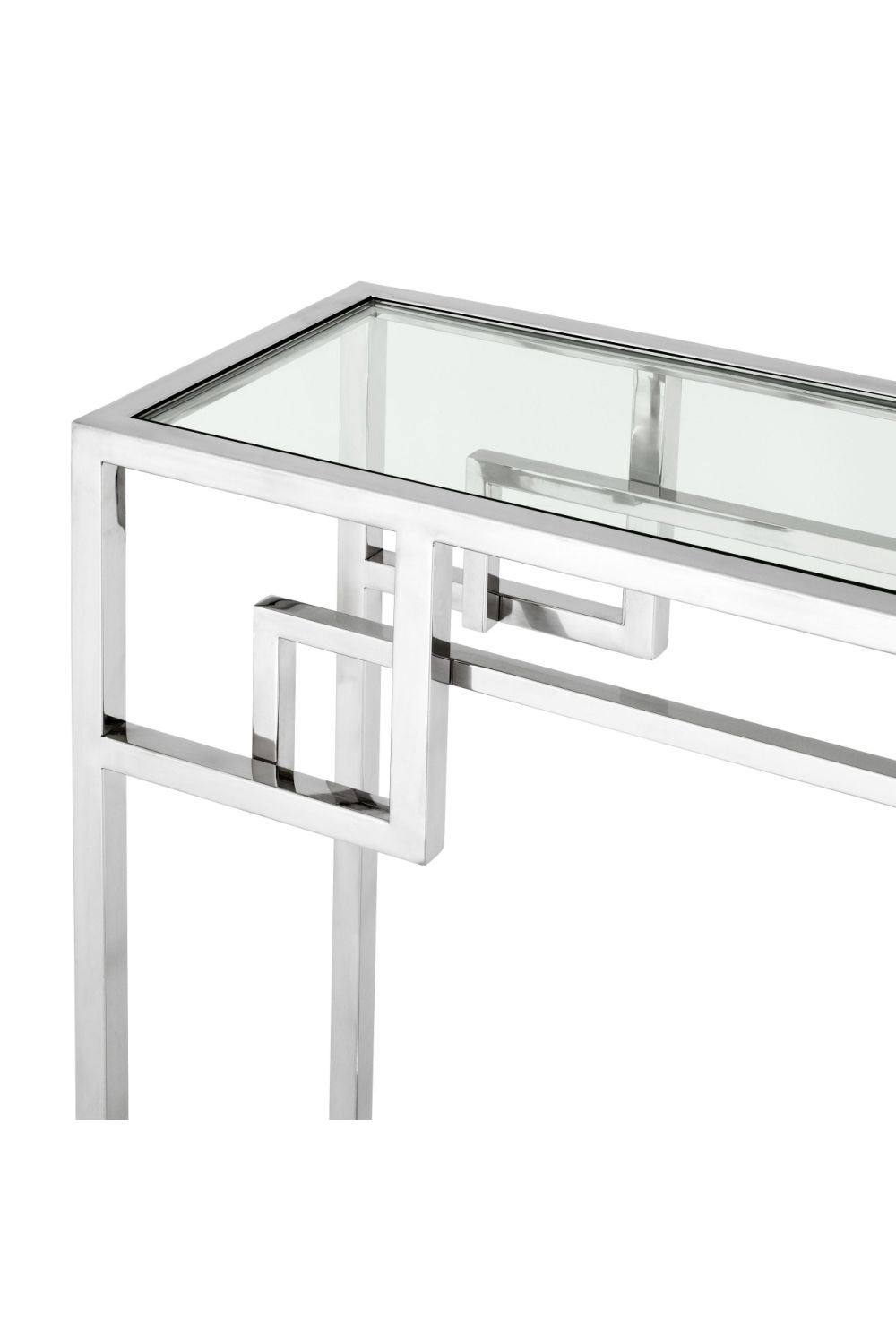 Eichholtz Morris Rectangular Console Table with Glass Top and Marble Shelf