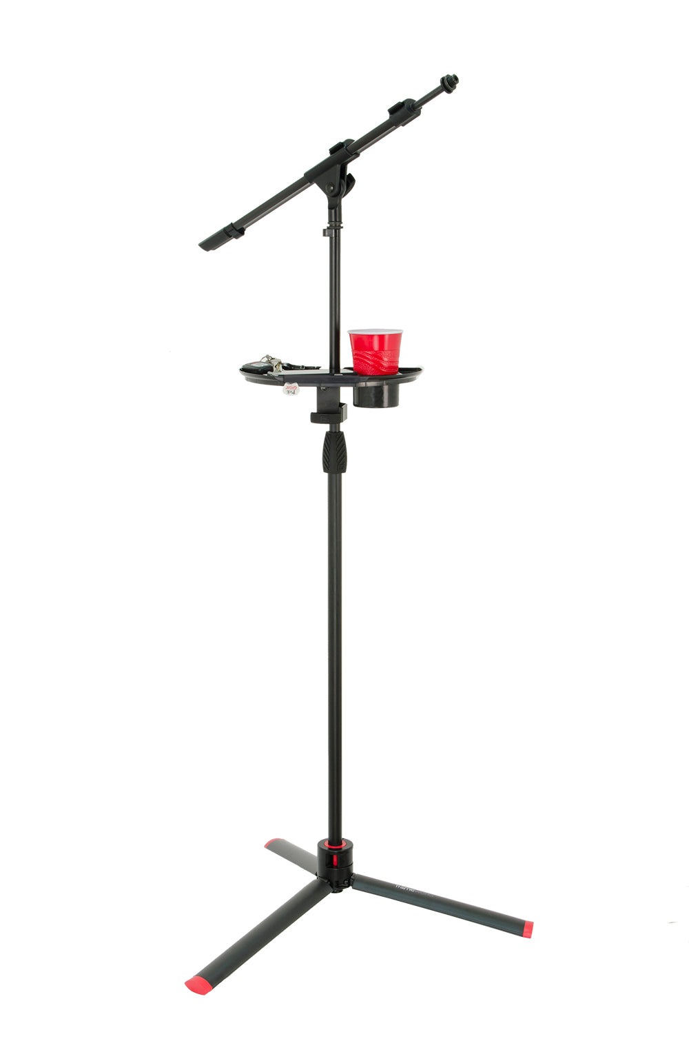 Gator Frameworks Mic Stand Accessory Tray with Drink Holder and Guitar Pick Tab