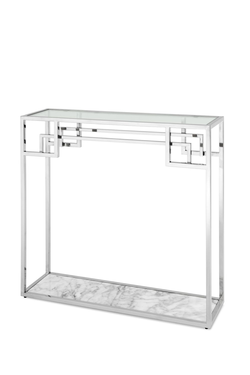 Eichholtz Morris Rectangular Console Table with Glass Top and Marble Shelf