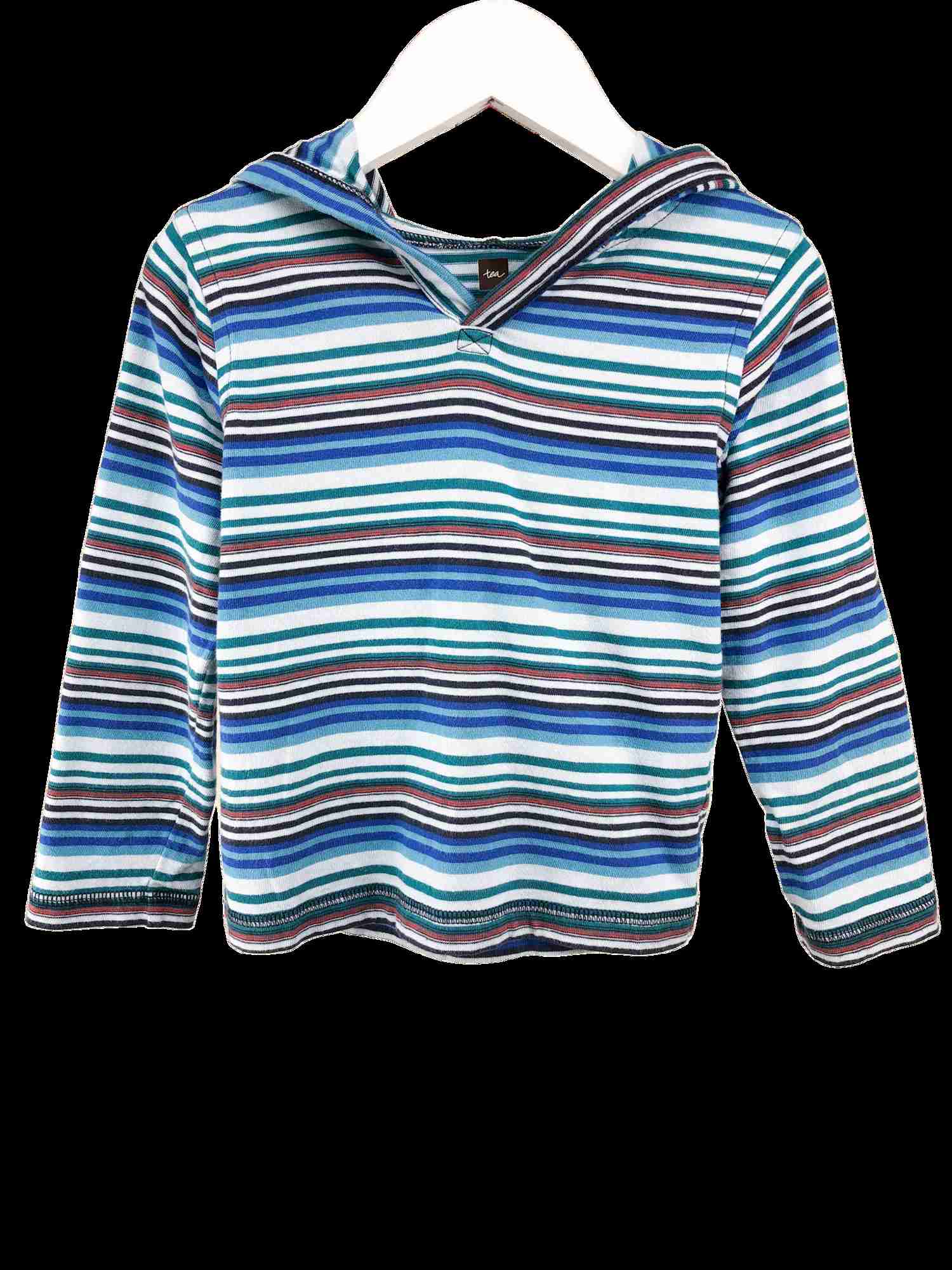 Boys Striped Happy Knit Hoodie - Lightweight Cotton, Multi-Colored Stripe