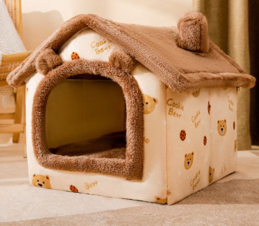 Foldable Dog House Pet Cat Bed Winter Warm Enclosed Cave Sofa