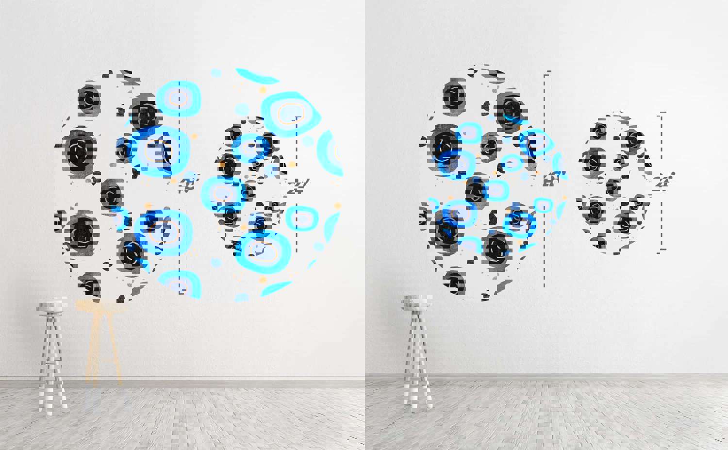 Floral Blues Circle Wall Decal