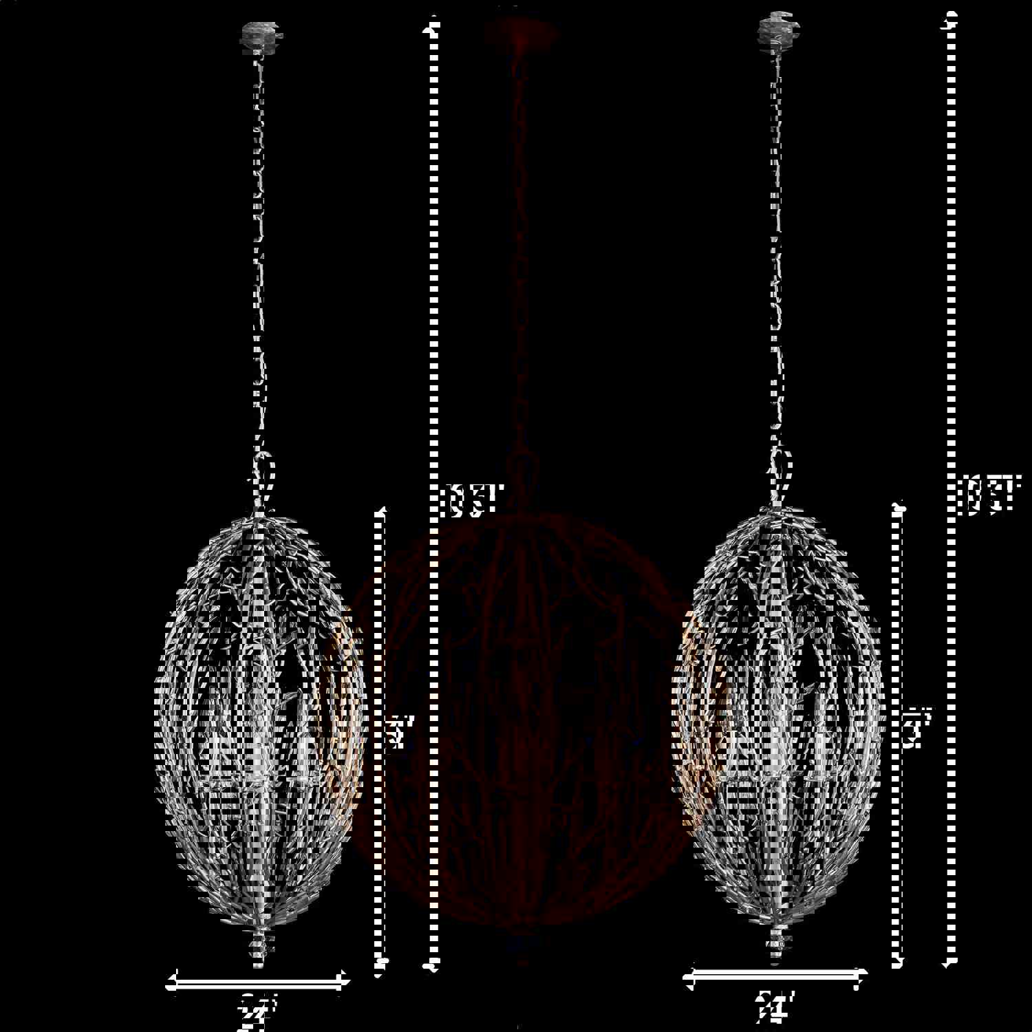 Bask 6-Lt Crystal Orb Pendant - Gold Dust