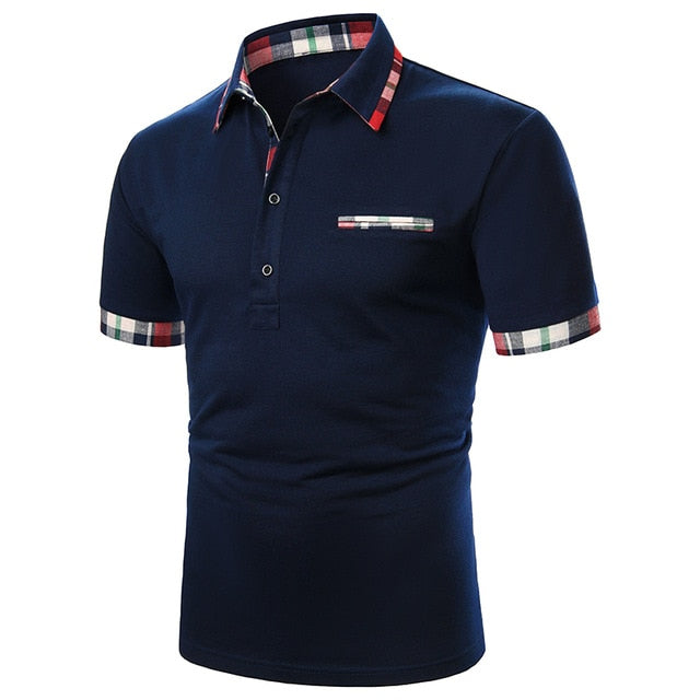 Men's Short Sleeve Polo Shirt - Contrast Color Casual Summer Tops