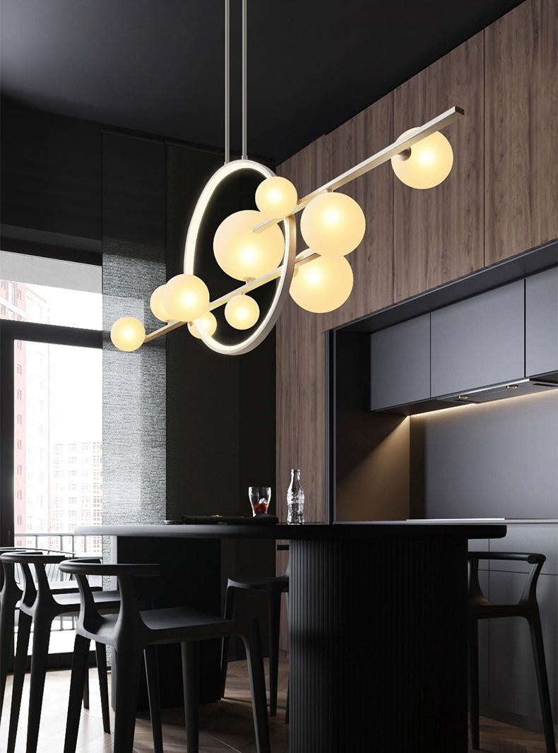 Mirodemi&#xAE; White/Black Glass Bubble LED Chandelier for Dining Room &amp; Kitchen Island