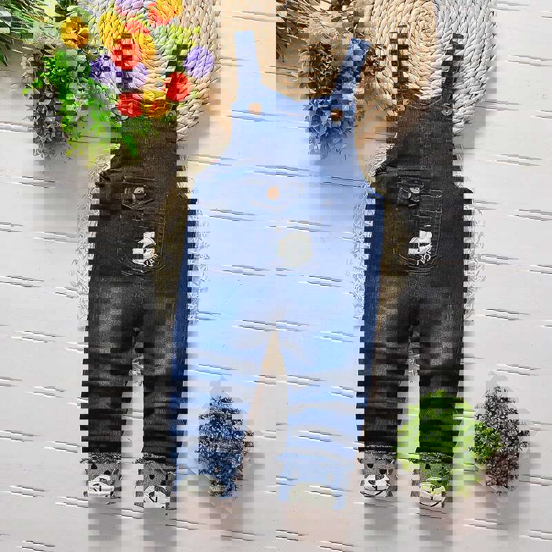 IENENS Toddler Boys Denim Overalls - Unisex Straight Fit Dungarees for Infants