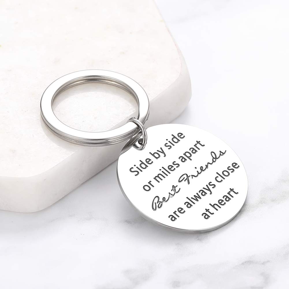 Friendship Keychain Gift for Best Friend - Stainless Steel Engraved Jewelry for Women