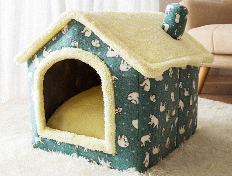 Foldable Dog House Pet Cat Bed Winter Warm Enclosed Cave Sofa