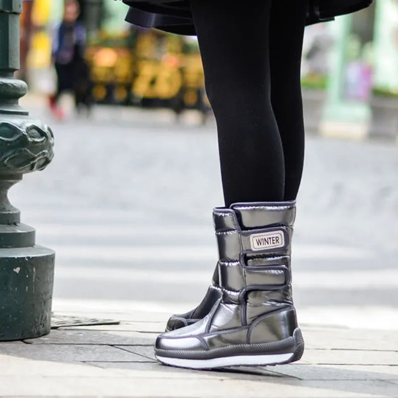 Women's Winter Snow Boots - Fleece Lined, Waterproof, Non-Slip Mid Boots