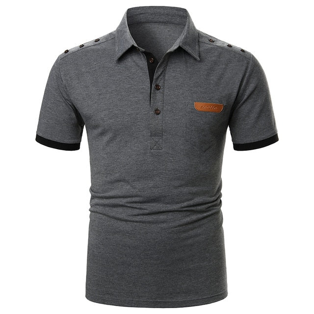 Men's Short Sleeve Polo Shirt - Contrast Color Casual Summer Tops