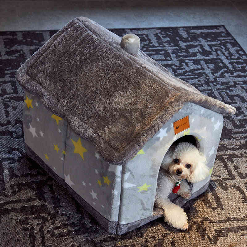 Foldable Dog House Pet Cat Bed Winter Warm Enclosed Cave Sofa