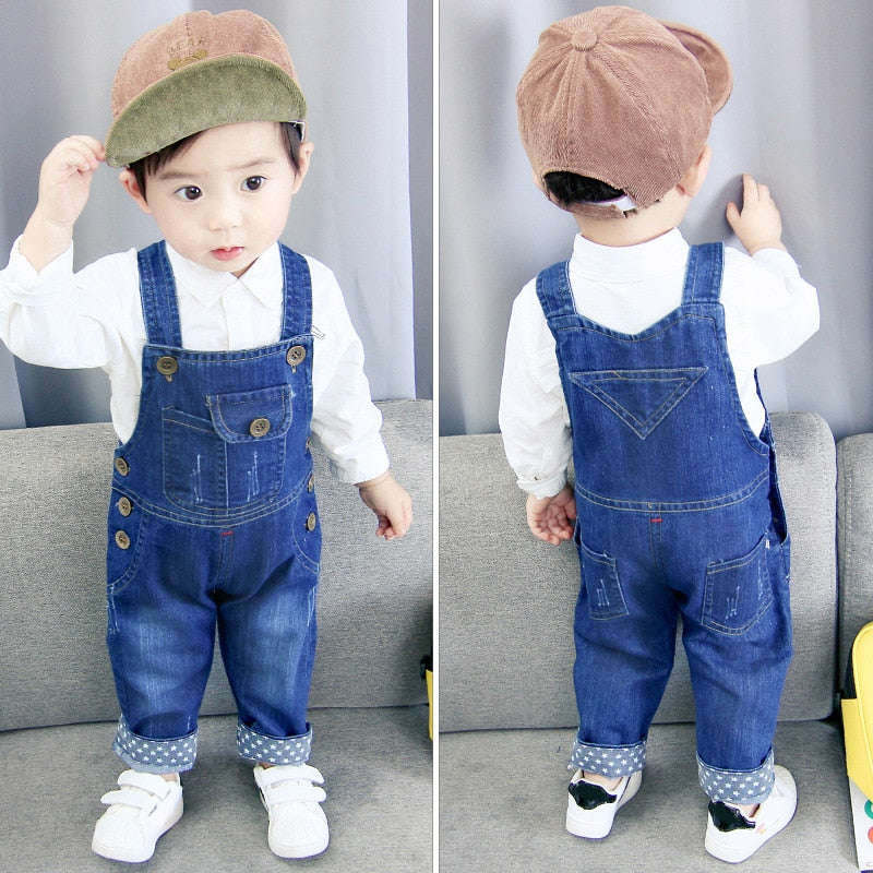 IENENS Toddler Boys Denim Overalls - Unisex Straight Fit Dungarees for Infants