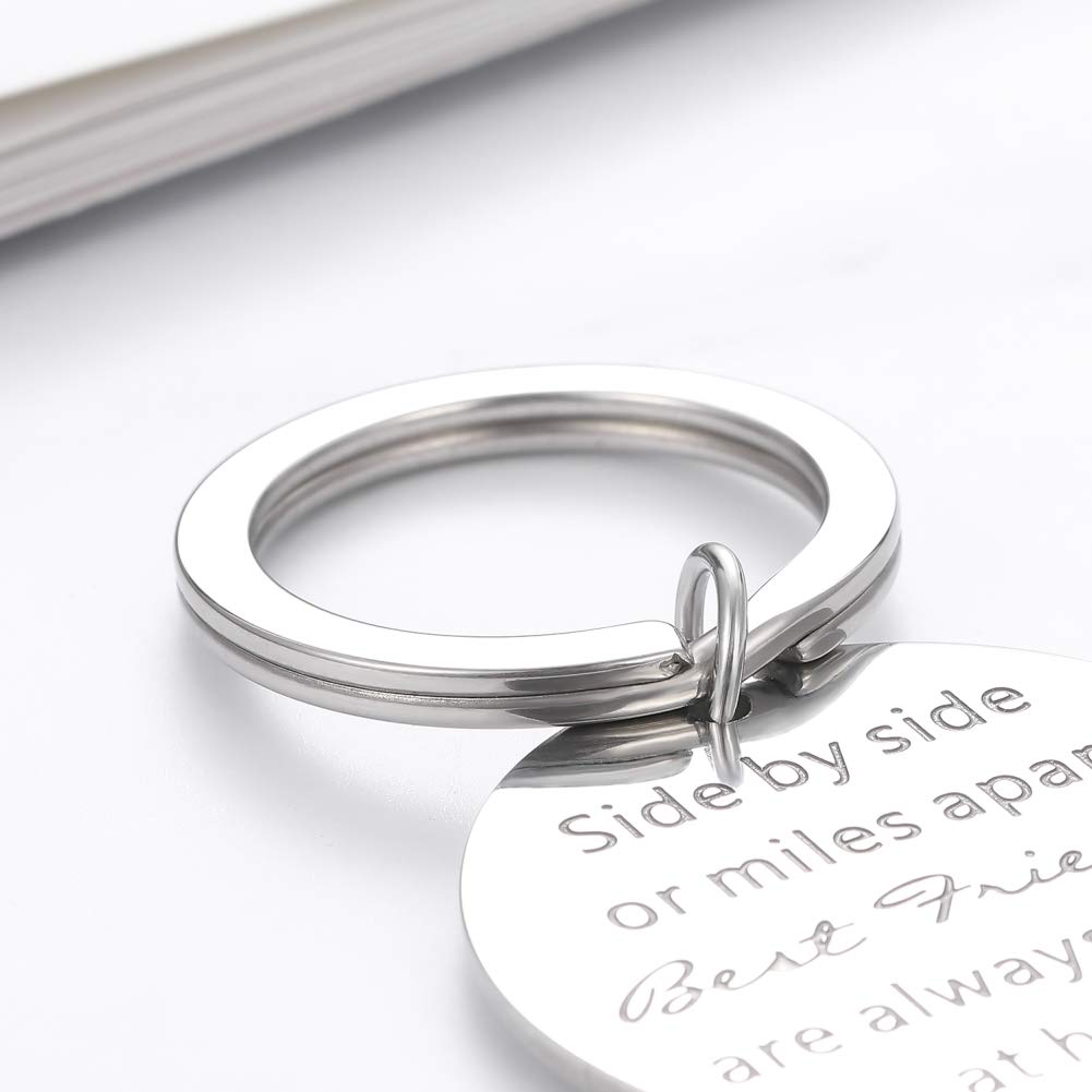 Friendship Keychain Gift for Best Friend - Stainless Steel Engraved Jewelry for Women
