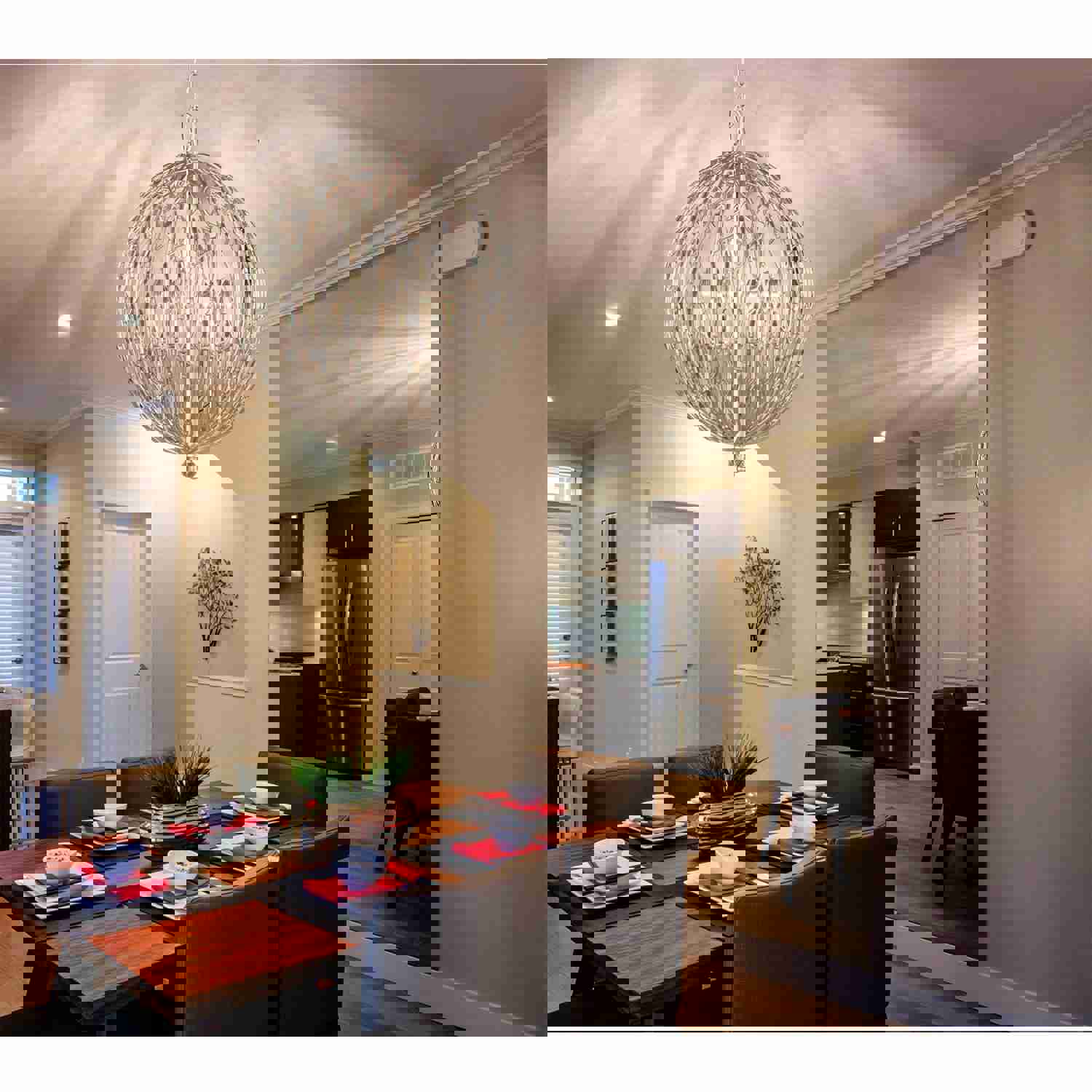 Bask 6-Lt Crystal Orb Pendant - Gold Dust