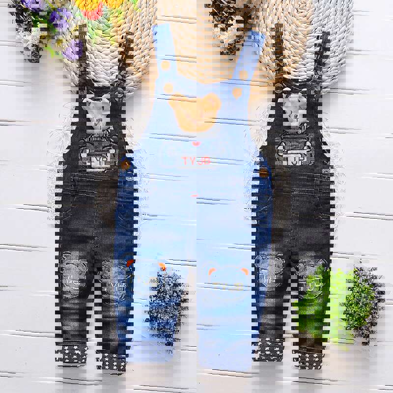 IENENS Toddler Boys Denim Overalls - Unisex Straight Fit Dungarees for Infants