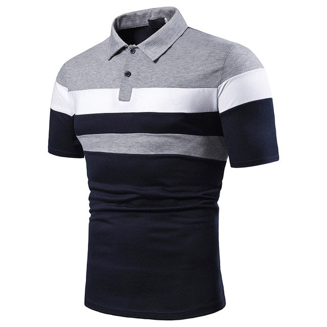 Men's Short Sleeve Polo Shirt - Contrast Color Casual Summer Tops