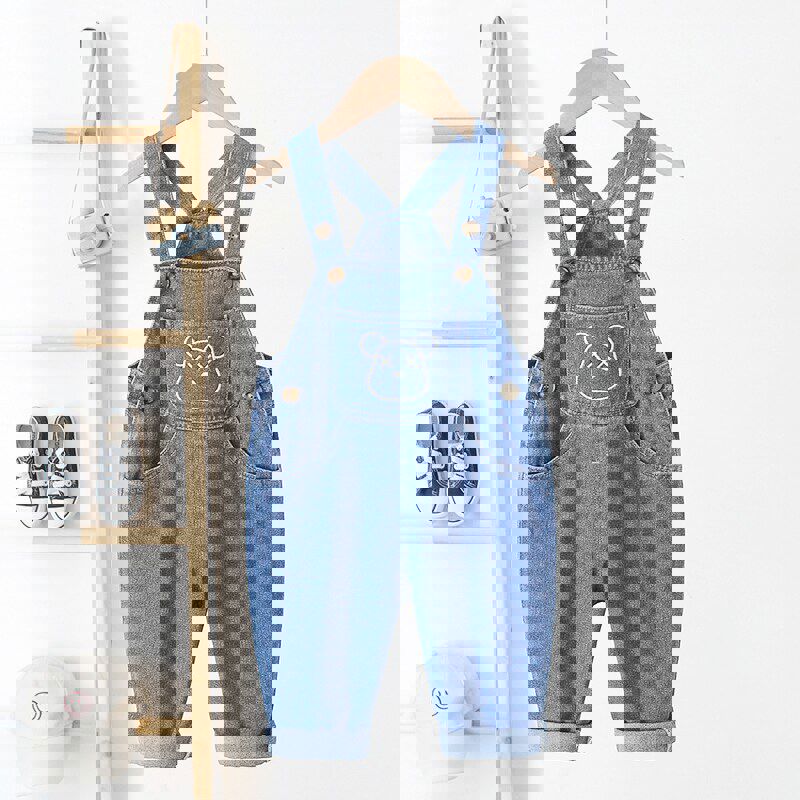 IENENS Toddler Boys Denim Overalls - Unisex Straight Fit Dungarees for Infants