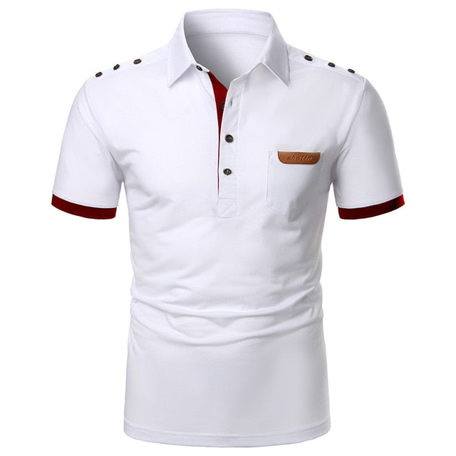 Men's Short Sleeve Polo Shirt - Contrast Color Casual Summer Tops