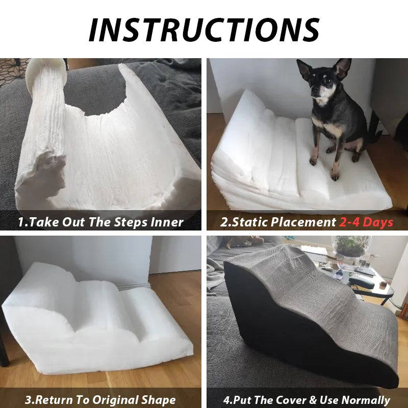 CAWAYI KENNEL Memory Foam Dog Sofa Stairs for Small Pets