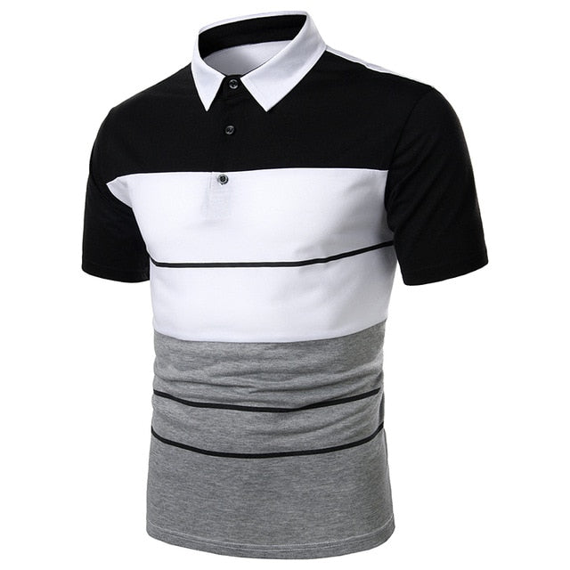 Men's Short Sleeve Polo Shirt - Contrast Color Casual Summer Tops