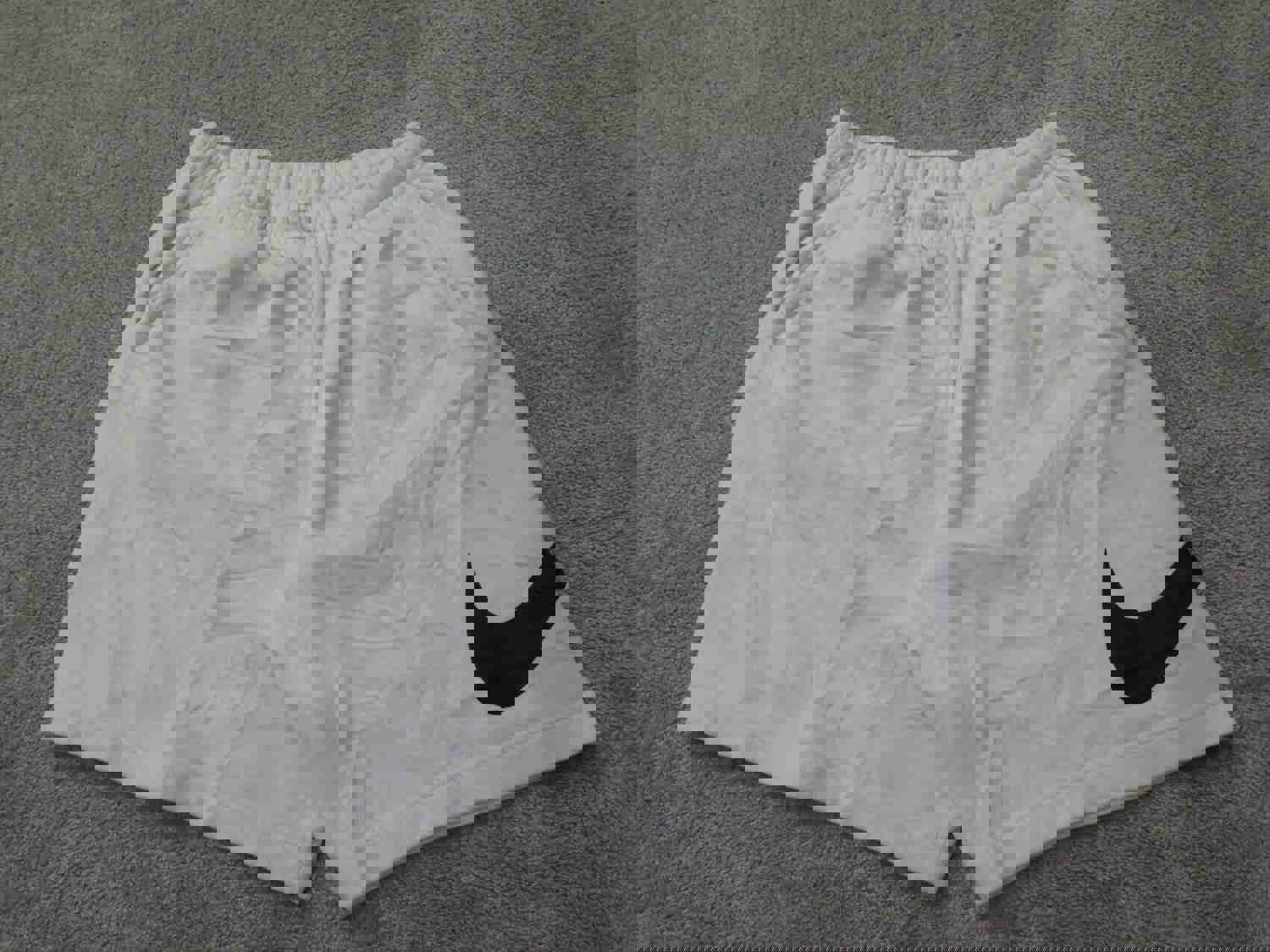 Nike Men's Large White Athletic Running Shorts with Swoosh Logo