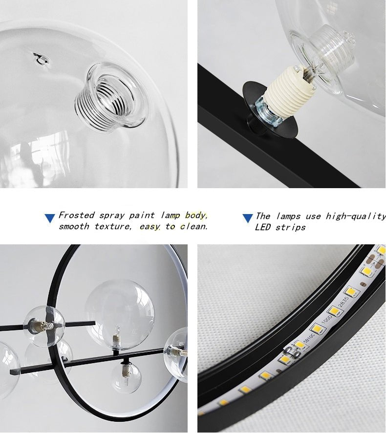 Mirodemi&#xAE; White/Black Glass Bubble LED Chandelier for Dining Room &amp; Kitchen Island