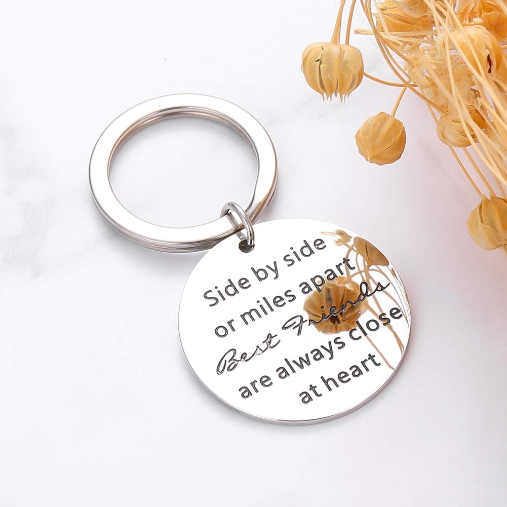 Friendship Keychain Gift for Best Friend - Stainless Steel Engraved Jewelry for Women