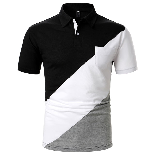 Men's Short Sleeve Polo Shirt - Contrast Color Casual Summer Tops