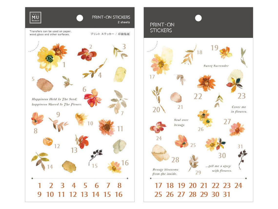 MU Print-on Stickers - Flowers Warm for Planners and Journals