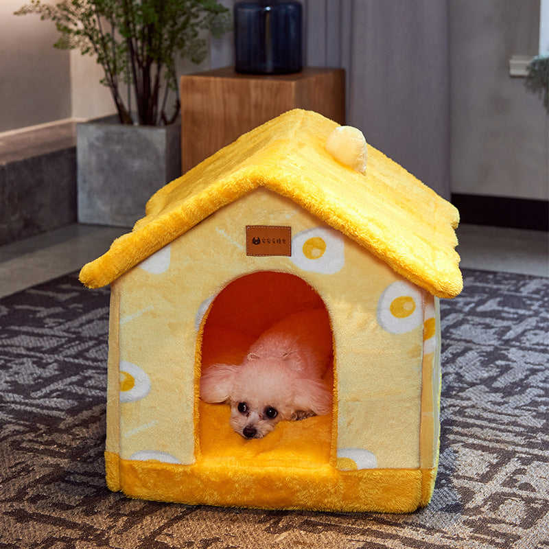 Foldable Dog House Pet Cat Bed Winter Warm Enclosed Cave Sofa