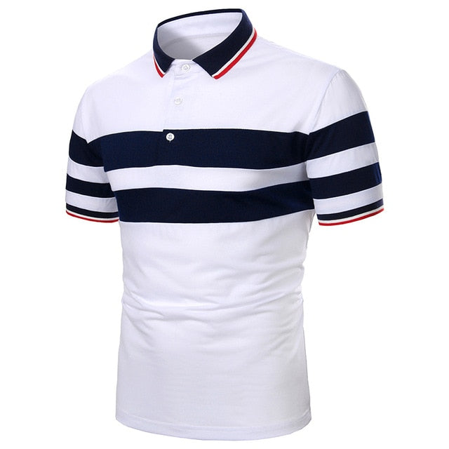 Men's Short Sleeve Polo Shirt - Contrast Color Casual Summer Tops