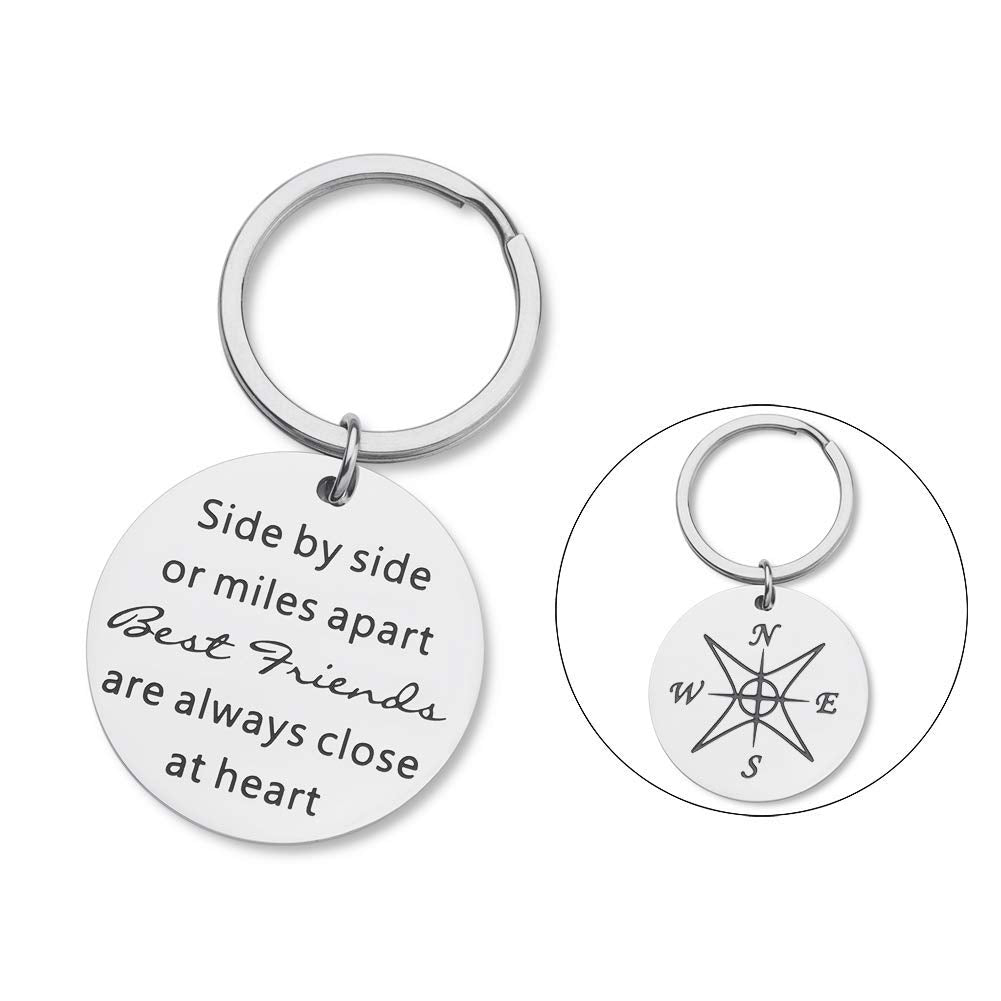 Friendship Keychain Gift for Best Friend - Stainless Steel Engraved Jewelry for Women