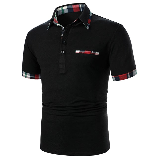 Men's Short Sleeve Polo Shirt - Contrast Color Casual Summer Tops