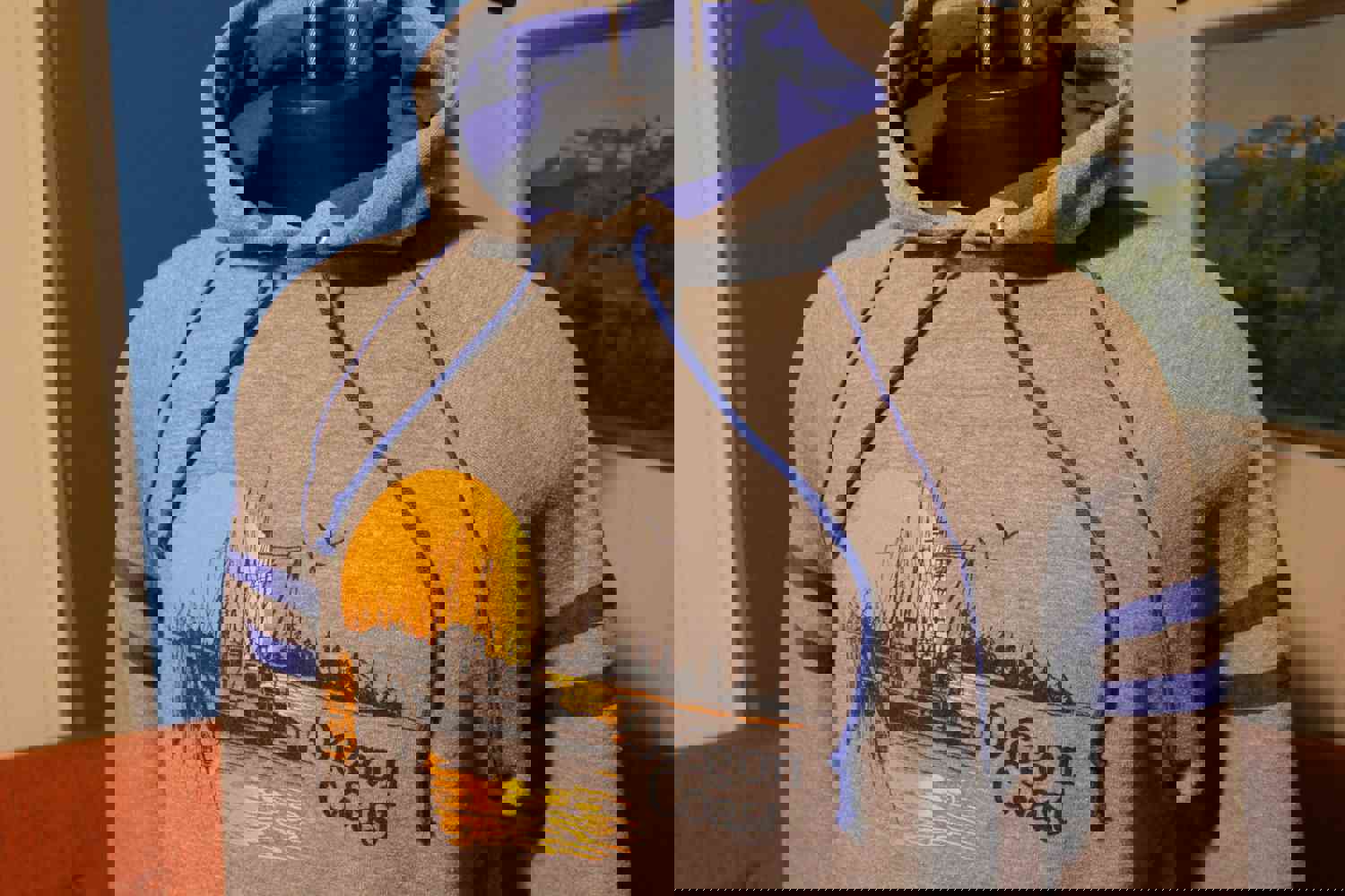 Oregon Coast Striped Vintage Hoodie Sweatshirt - Made in USA 1980s