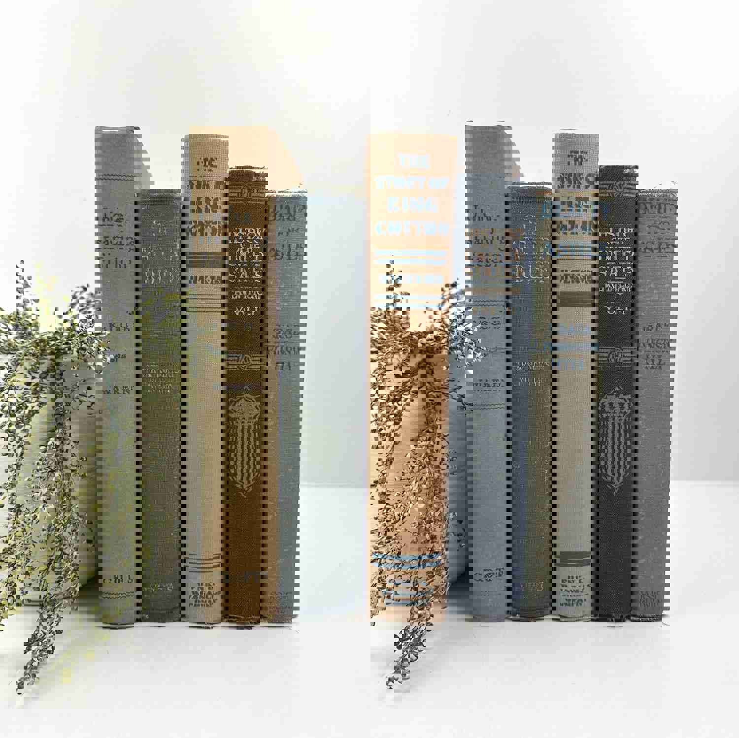 Blue Vintage Book Set - Decorative Books for Shelf and Home Decor