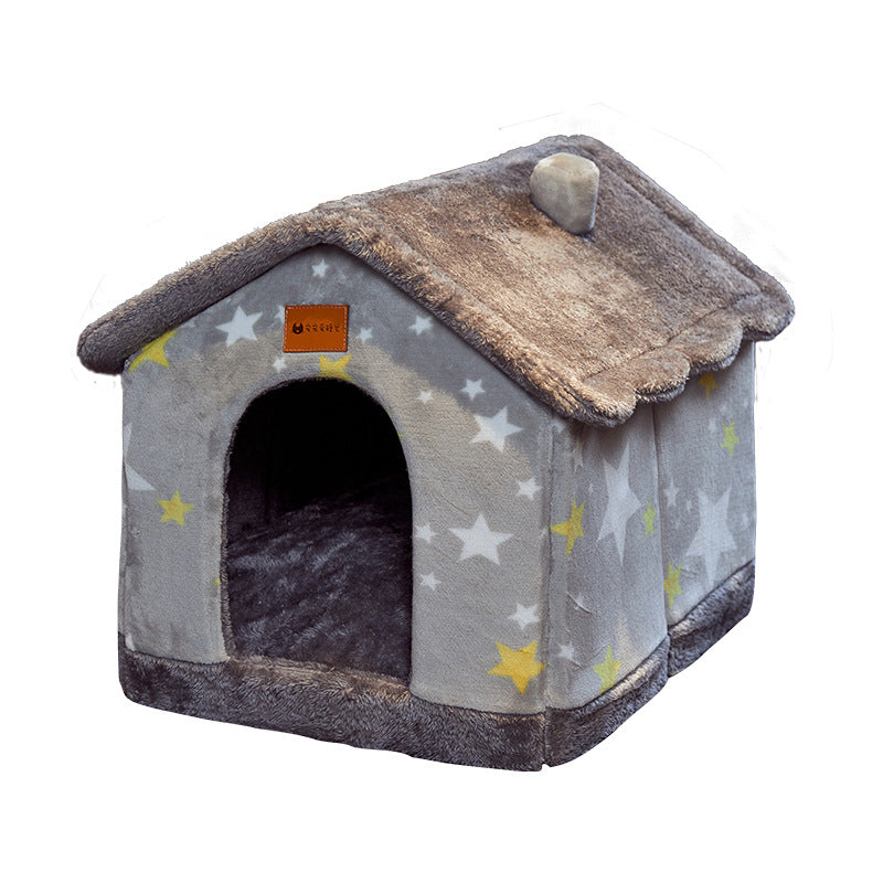 Foldable Dog House Pet Cat Bed Winter Warm Enclosed Cave Sofa