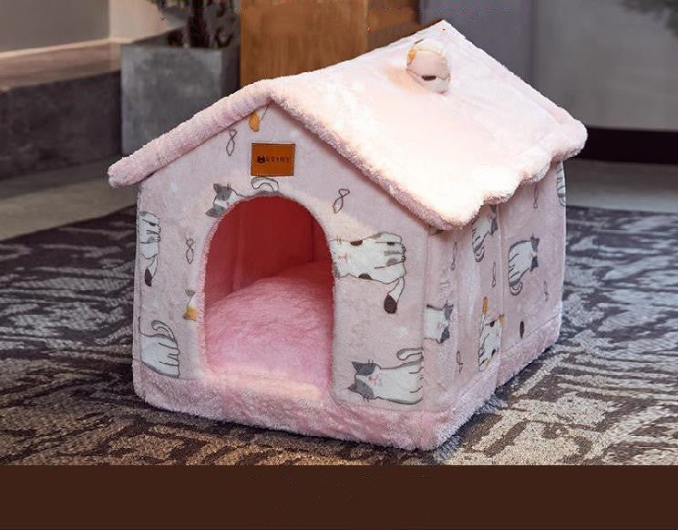 Foldable Dog House Pet Cat Bed Winter Warm Enclosed Cave Sofa