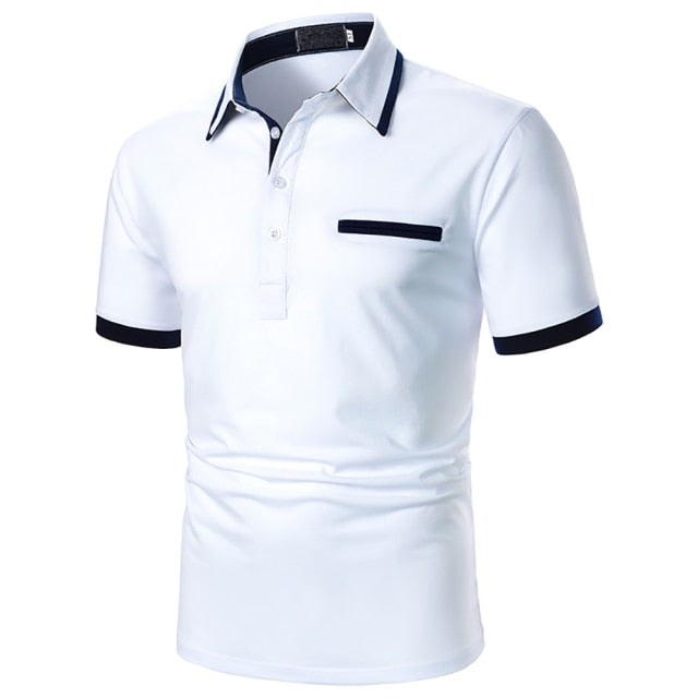 Men's Short Sleeve Polo Shirt - Contrast Color Casual Summer Tops