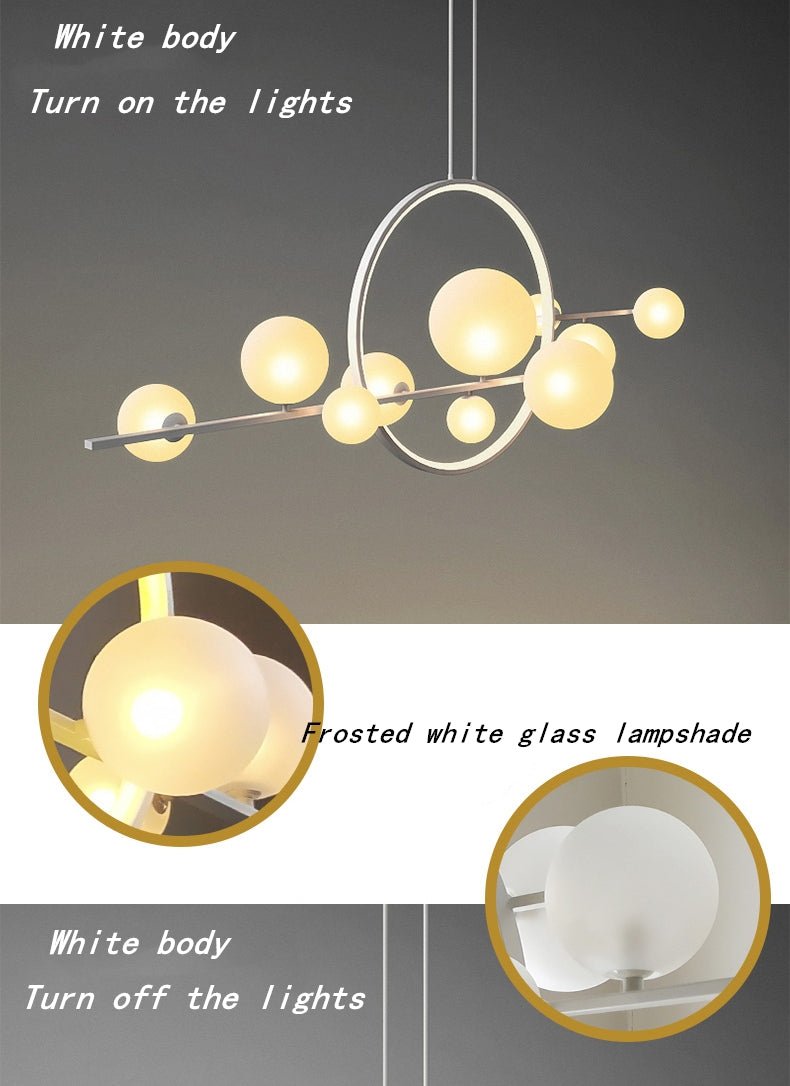 Mirodemi&#xAE; White/Black Glass Bubble LED Chandelier for Dining Room &amp; Kitchen Island
