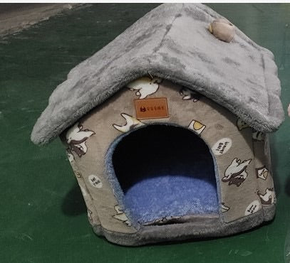 Foldable Dog House Pet Cat Bed Winter Warm Enclosed Cave Sofa