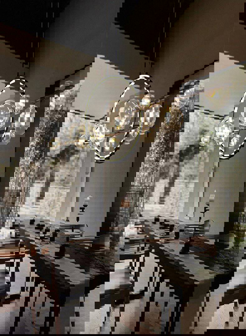 Mirodemi&#xAE; White/Black Glass Bubble LED Chandelier for Dining Room &amp; Kitchen Island