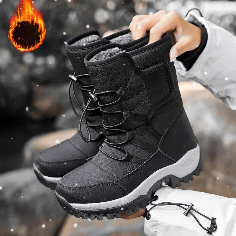 Women's Winter Snow Boots - Waterproof High Top Fur Lined Ankle Boots