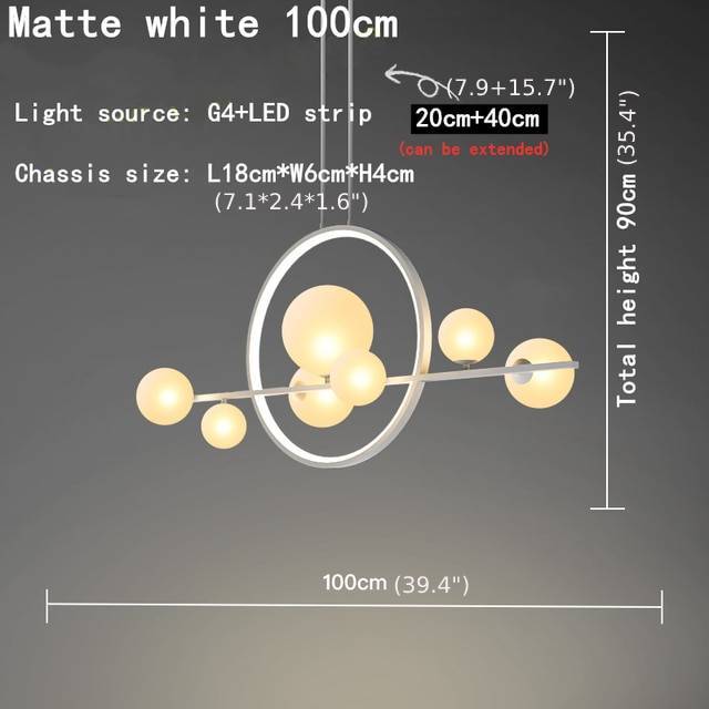 Mirodemi&#xAE; White/Black Glass Bubble LED Chandelier for Dining Room &amp; Kitchen Island