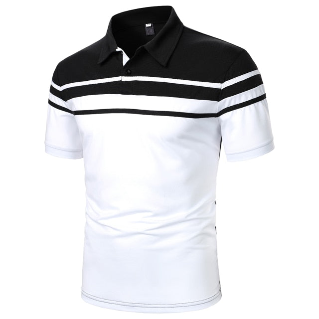 Men's Short Sleeve Polo Shirt - Contrast Color Casual Summer Tops