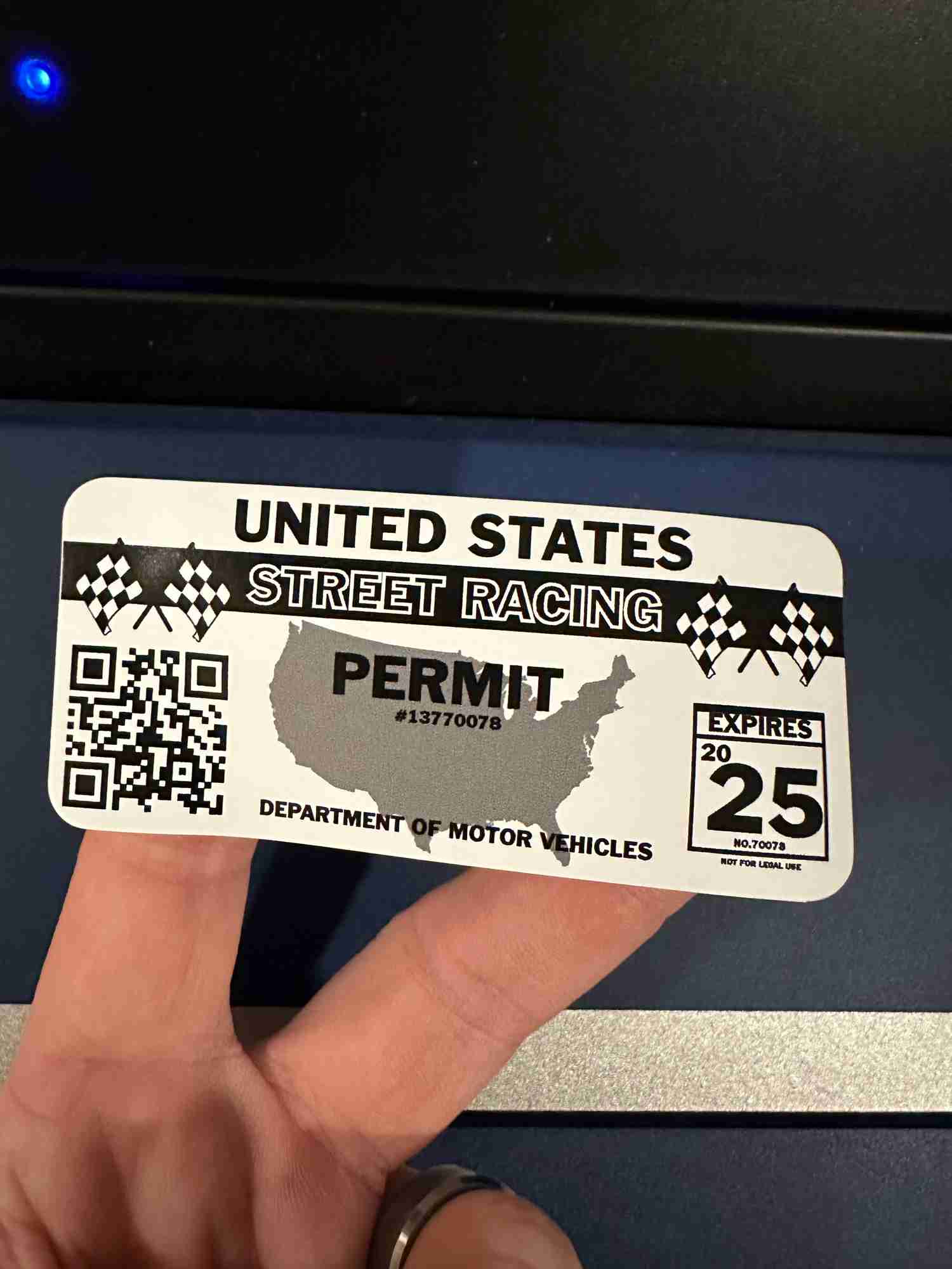 United States Street Racing Permit Car Vinyl Decal Funny Sticker